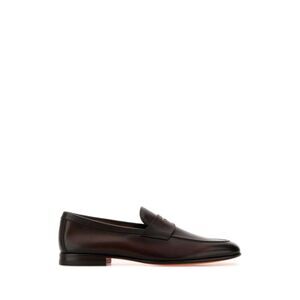Santoni Men Dark Brown Leather Sullivan Loafers